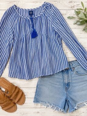 Old Navy | Blue and White Striped Blouse